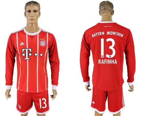 Bayern Munchen #13 Rafinha Home Long Sleeves Soccer Club Jersey - Click Image to Close